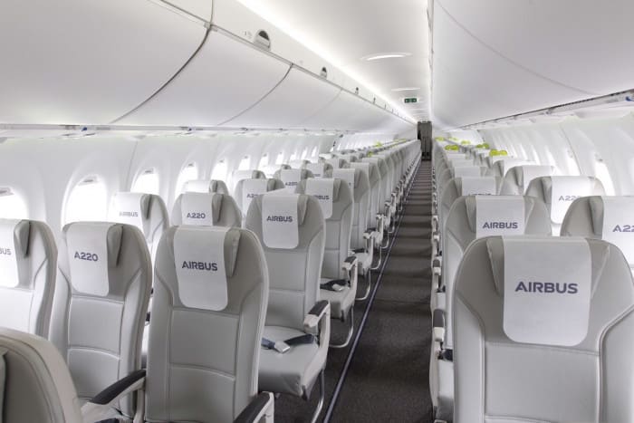 Khoang hành khách chiếc máy bay mới của Airbus